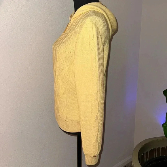 St. John by Marie Gray Women’s Buttery Yellow Hooded Cardigan Sweater Jumper M - Picture 7 of 16